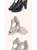Women's 2025 Summer Roman Style High Heel Open Toe Platform Leather Sandals
