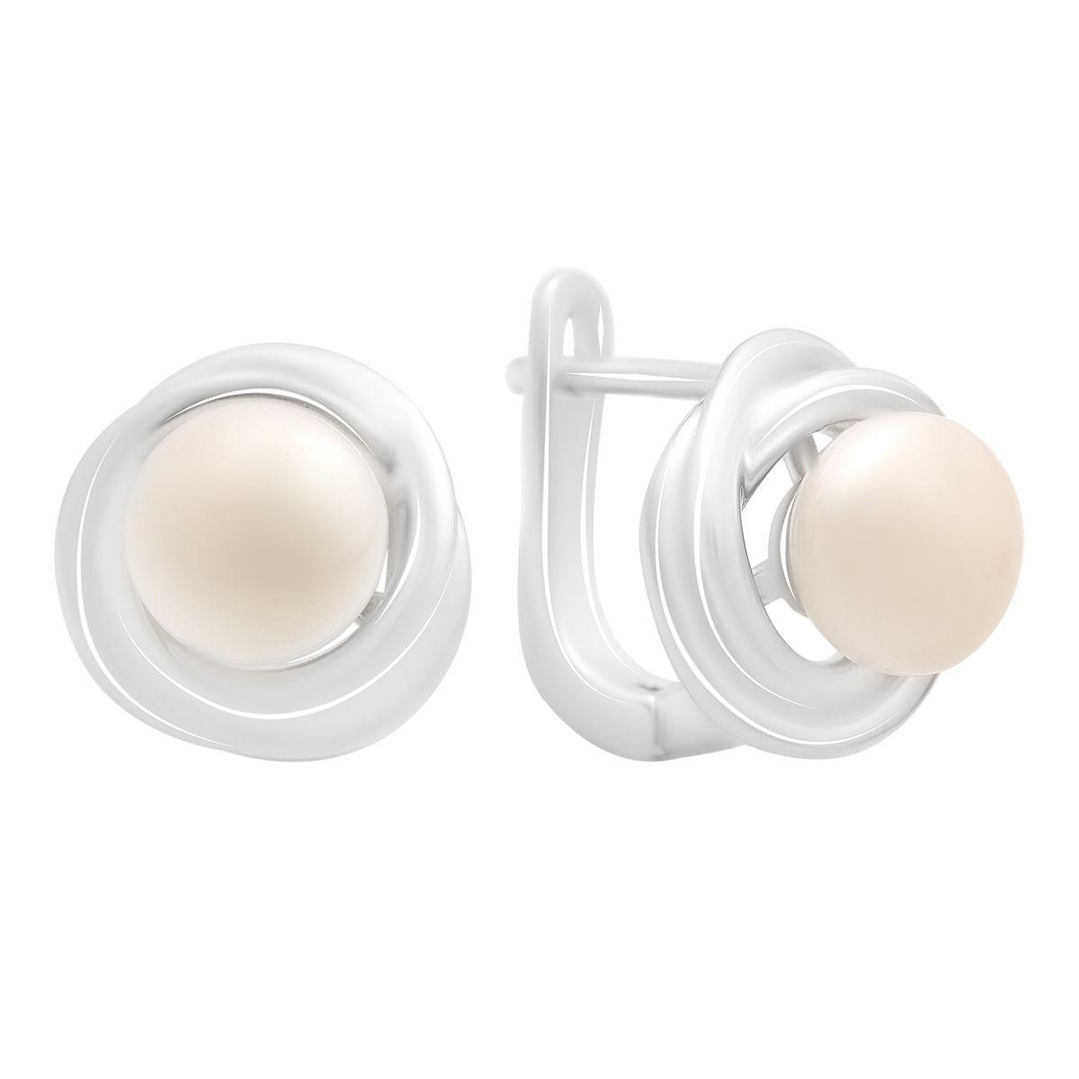

Silver earrings with natural pearls (2209096) білий