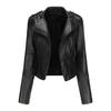 Giacche da donna Rivetti Giacca bomber con cerniera in ecopelle con risvolto Giacca corta da motociclista slim fit Abbigliamento esterno casual da strada