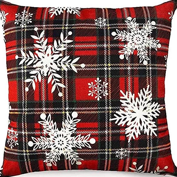 Merry Christmas Decor Cushion Cover 45x45 cm Pillow CaseCartoon Reindeer Santa Claus Printed Throw Pillowcase Linen Pillow Cover