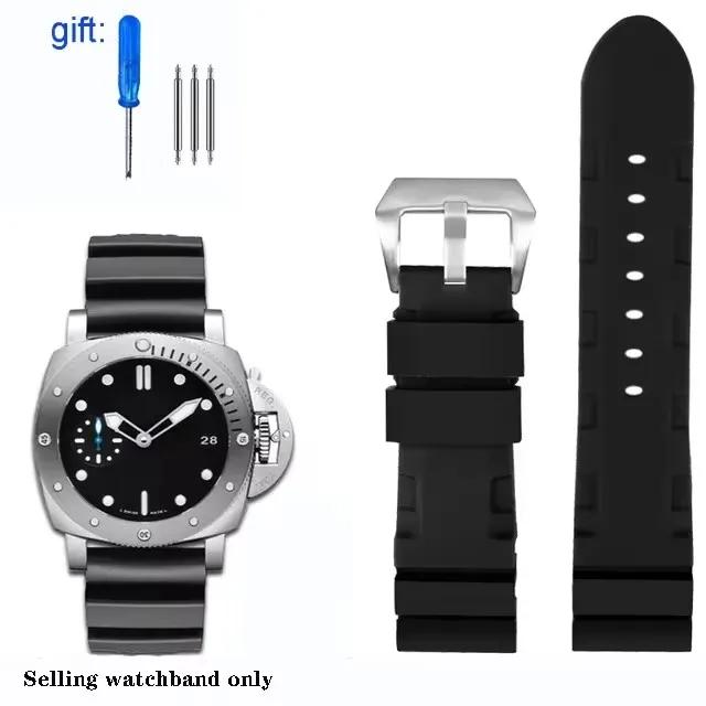 Soft Silicone Rubber Watch Band For Panerai SUBMERSIBLE PAM 441 359 Series 22mm 24mm Men's Watch Strap Orange Watch Accessories
