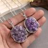Natural Amethyst Necklace With Silver Plated Edges For Boho Style Jewelry Gift