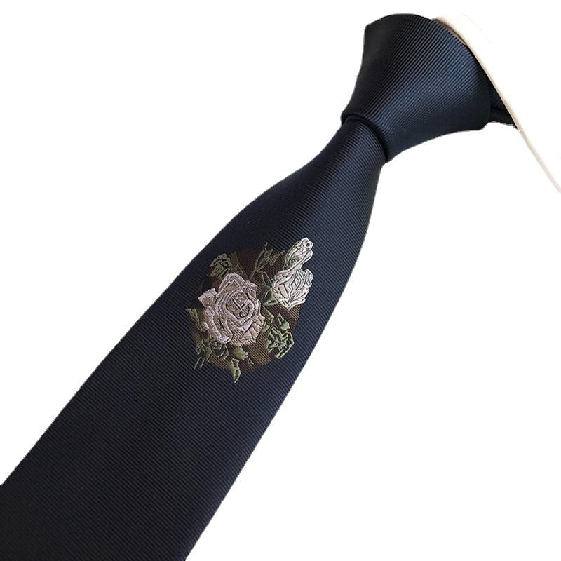 6cm Width Men Tie Embroidered Rose