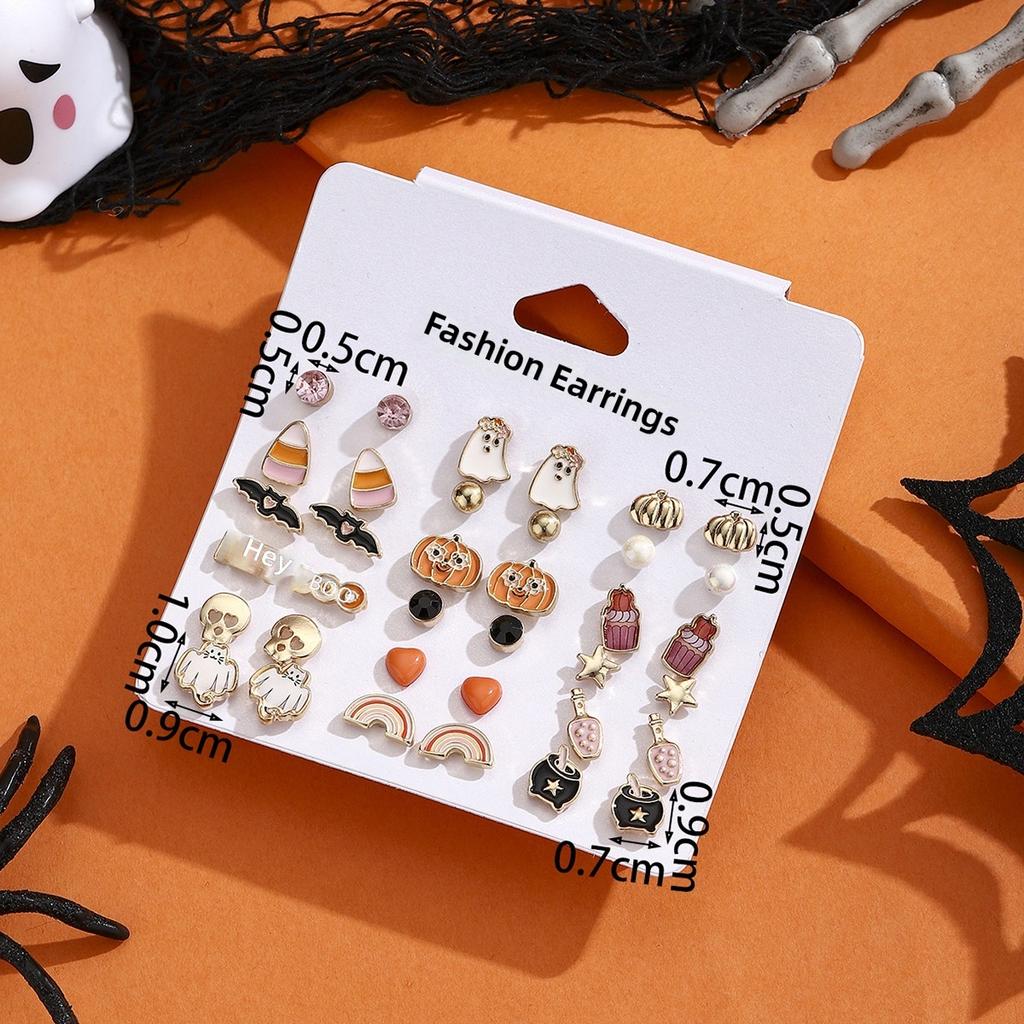 Huge Variety Classic Style Halloween Ghost Pumpkin Bat Charm Pendants Quirky Dripping-Oil Effect DIY Alloy Jewelry Apparel