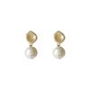 Natural Freshwater Pearl Stud Earrings with Ear Hooks for Women. Light Luxury, Retro, Simple, High-end, Matte, Gentle Ear Ornaments.