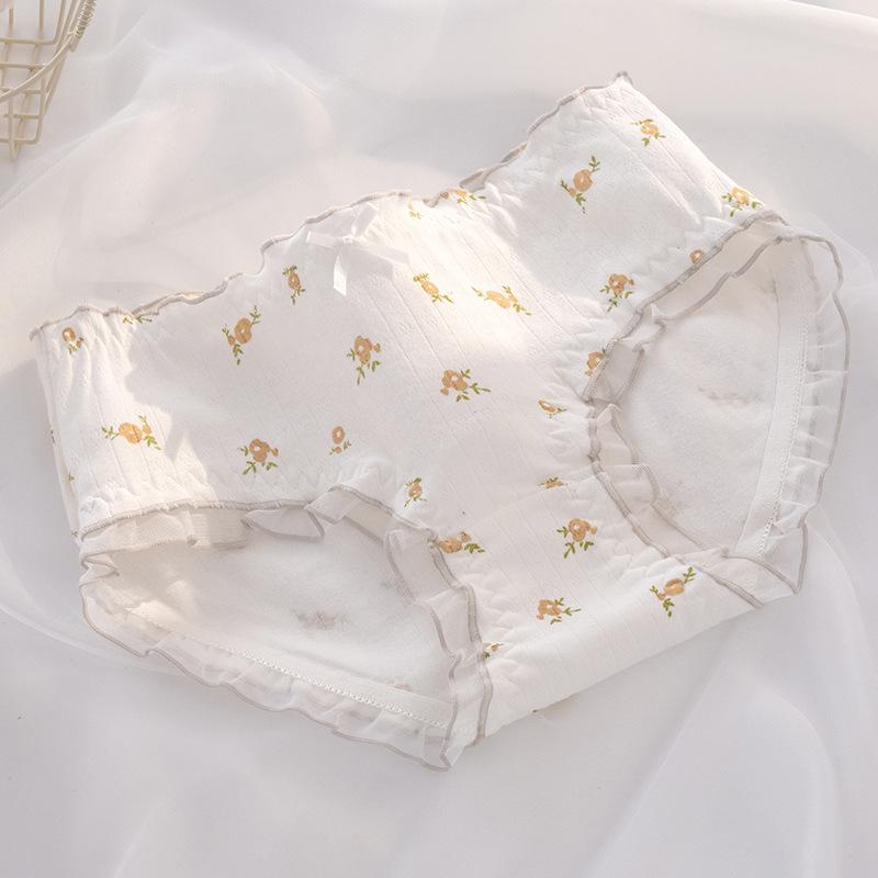 Ladies New Cotton Lovely Sweet Lace 10A Antibacterial Crotch Triangle Briefs