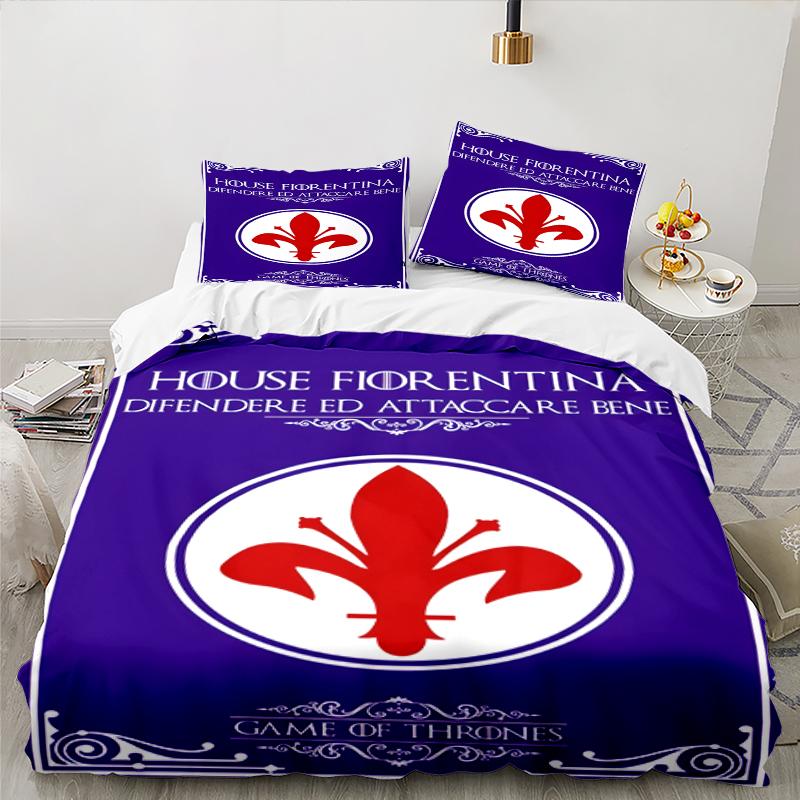3PCS Fiorentina Football Club Bedding set,Ideal for1pc Duvet Cover And 2pcs Pillowcases Perfect for Christmas gift,Ideal for Bedroom, Dormitory