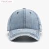 Denim Baseball Cap for Men Cotton Hats Distressed Ripped Large Caps Soft Top