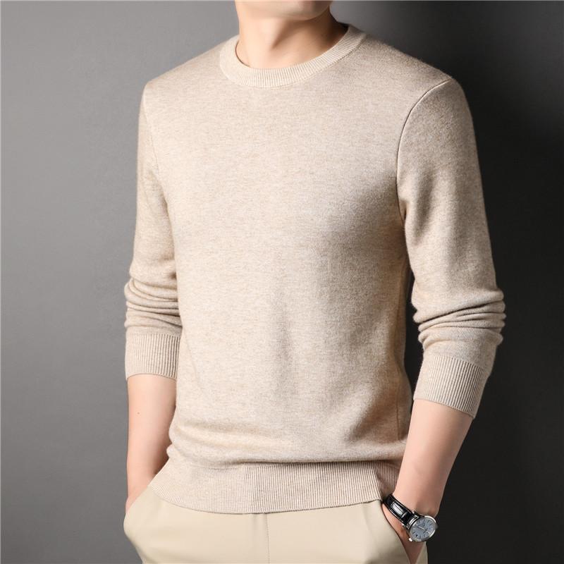 

Live Autumn Solid Color Youth Men S Sweater Slim-Fit Versatile Business Crew Neck Knitted Sweater Men S Bottom Shirt Men S Clothing 4XL верблюд