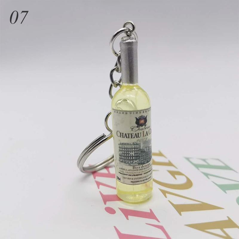 1PC Cute Novelty Pendant Accessions Car Bag Keyring Assorted Color Resin Beer Wine Bottle Keychain