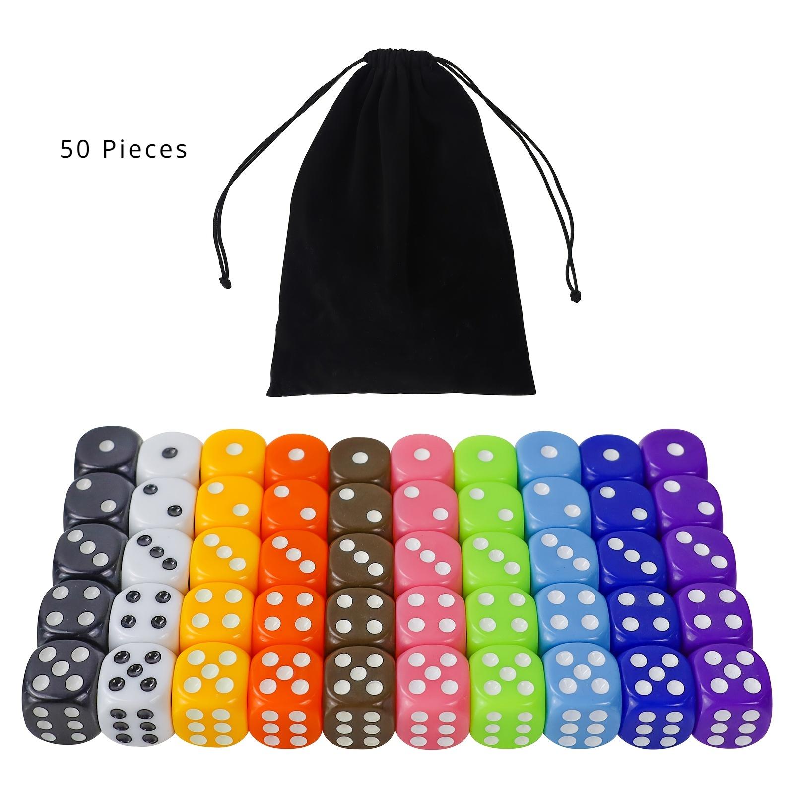 

Набор 6-сторонних кубиков, 50 штук, 16 мм, 0,62 дюйма, непрозрачные акриловые игральные кости для настольных игр