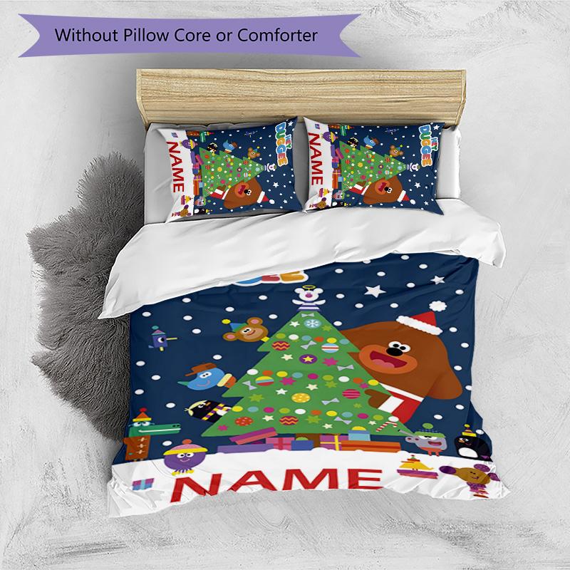 3pcs Hey Duggee2 Cover Set - Personalized Name, HD Printed Bedding with 1 Cover and 2 Pillowcases - Perfect for Home Decor, Easy Care