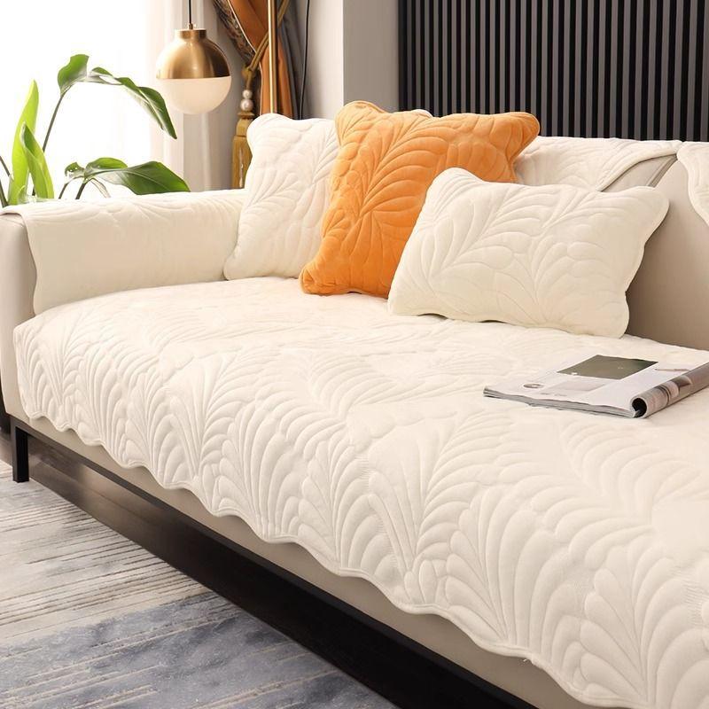 Plantain Leaf Chenille Sofa Cushion Four Seasons With Non-Slip Light Luxury Simple Living Room Seat Cushion Backrest Towel  Can Be Labeled
