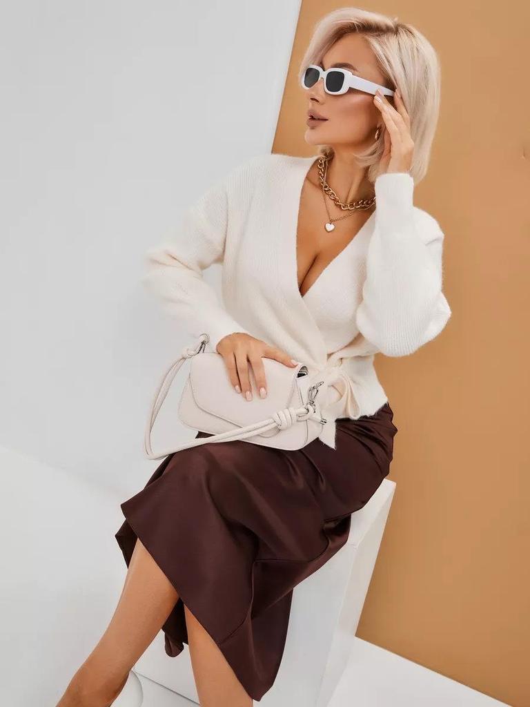 2025 Herbst Sexy V-Ausschnitt zum Binden Strickjacke - Figurbetonender Damenmantel im europäischen und amerikanischen Stil