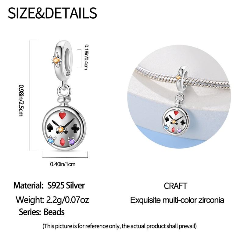 Copper Poker Alarm Clock Charms Colored Zircon Camera Beads Pendant Fit Brand Bracelet Diy Birthday Jewelry Gift