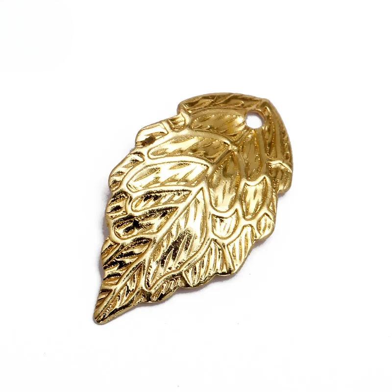 100pcs 10*18MM Gold Color Leaf Charms DIY Jewelry Vintage Bracelet Necklace Pendant Charms Wholesale Brass Material Findings