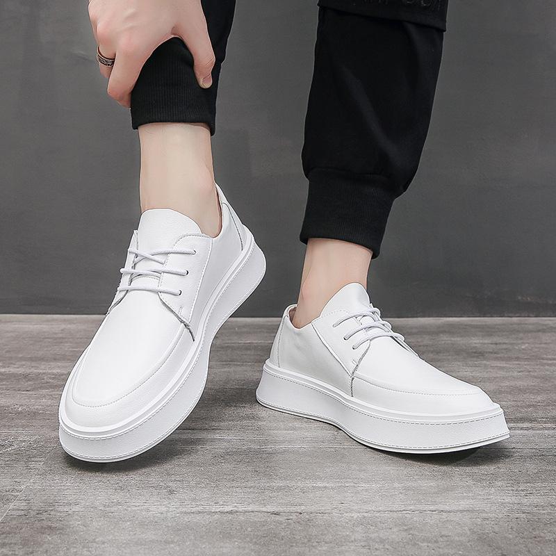 Fashion New Cowhide White Platform Shoes for Men Designer Casual Sneakers for Men Spring Autumn Fashion Cow Leather Zapatos De Hombre