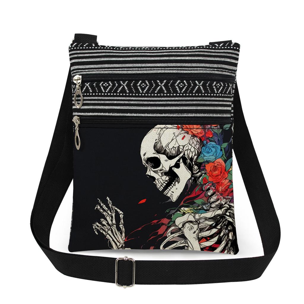 1PC Skeleton Print Tote Bags Women Shoulder Handbags Postman Package 6915