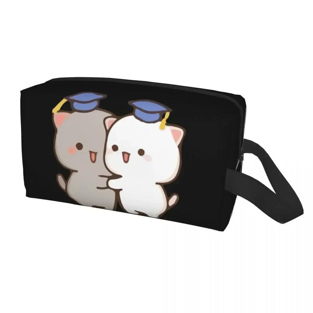 Peach And Goma Travel Cosmetic Bag for Women Kawaii Makeup Toiletry Organizer Lady Beauty Storage Dopp Kit