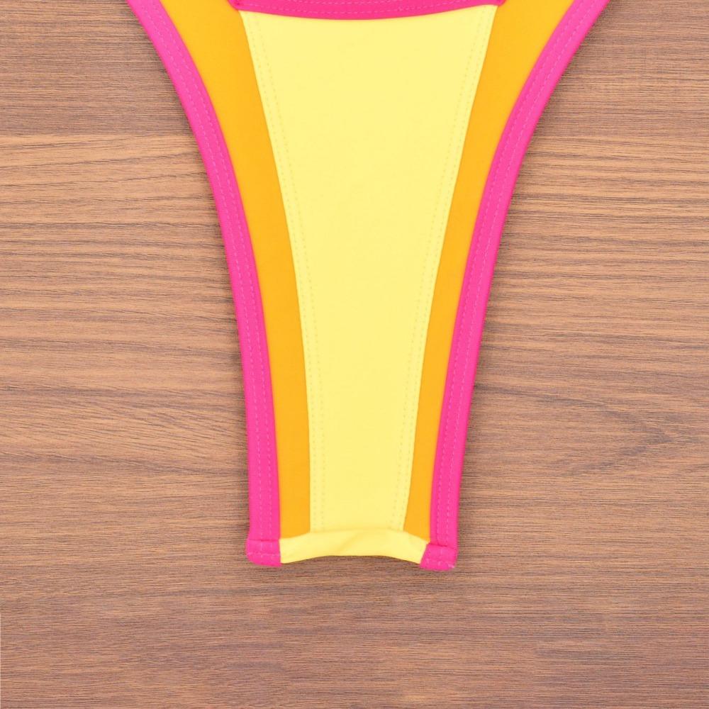 New Sexy V-neck Color Matching Gathering Split Swimsuit Bikini Swimsuit
