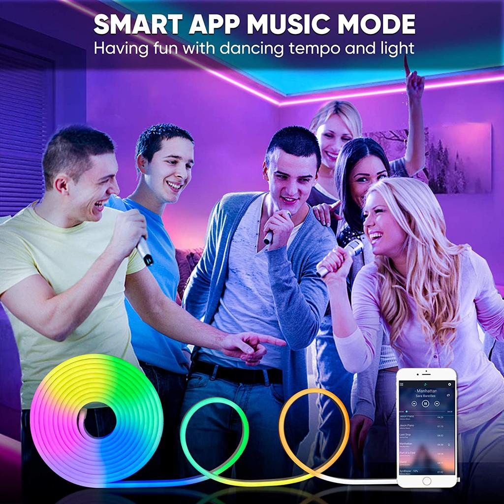 10M 12V RGB Smart WIFI Neon LED Strip Light Compatible with Alexa, 108LEDS/M Waterproof, Music Sync DIY Tape Controlled by APP