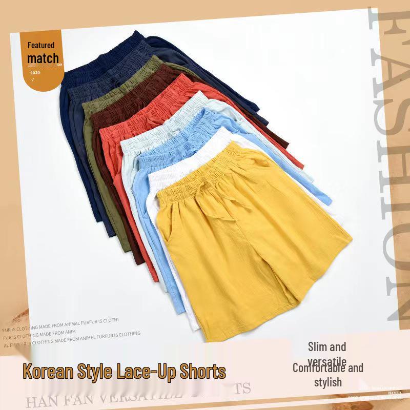 Plus Size Cotton Linen Women's Summer Comfortable Breathable Five-Point Shorts - Extended Widened Cool Casual Pants