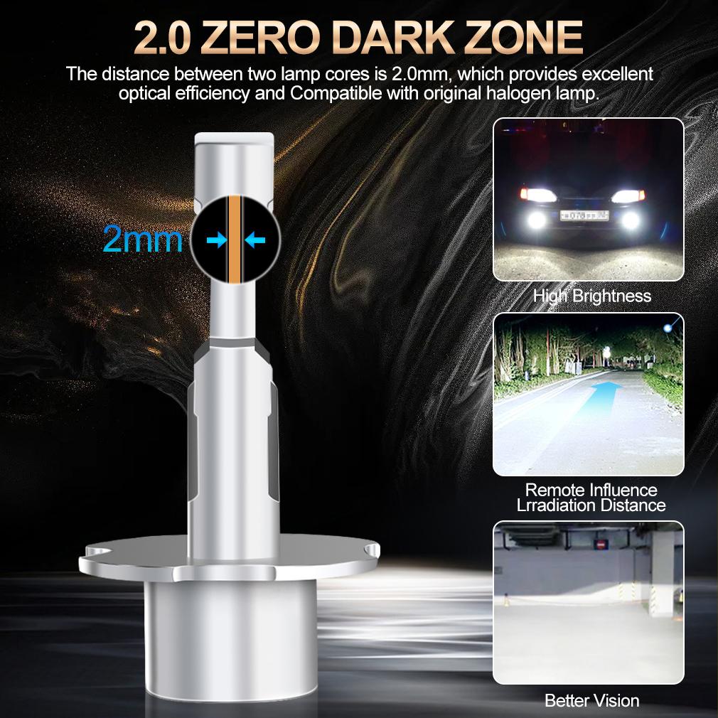 2 ks 18000LM H3 LED žárovky do světlometů Mini H3 LED žárovky do mlhových světel pro auto světlomet Bezventilátorová DRL lampa Automatická světla pro denní svícení 12V 6500K Bílá