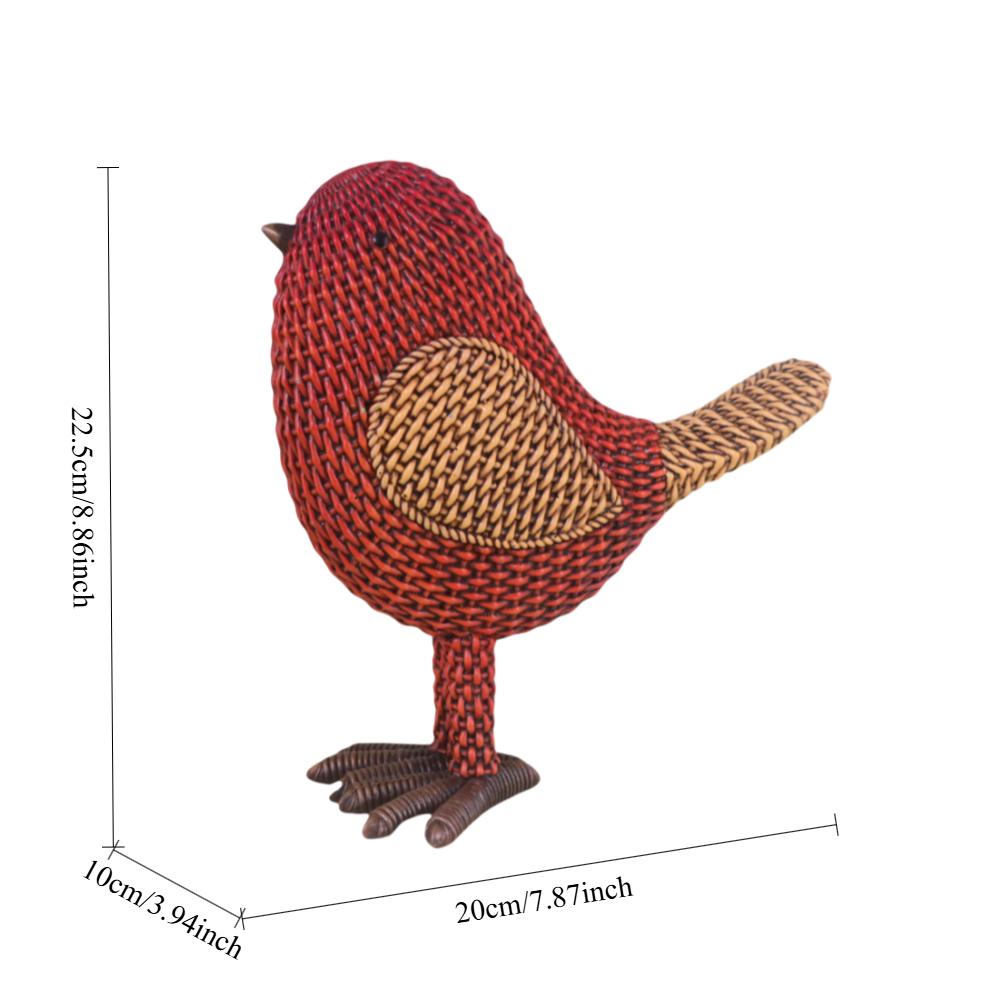 Imitation Rattan Woven Bird Statue Creative Resin Cute Bird Figurine Crafts Office Home Decoration Animal Sculpture Accessories