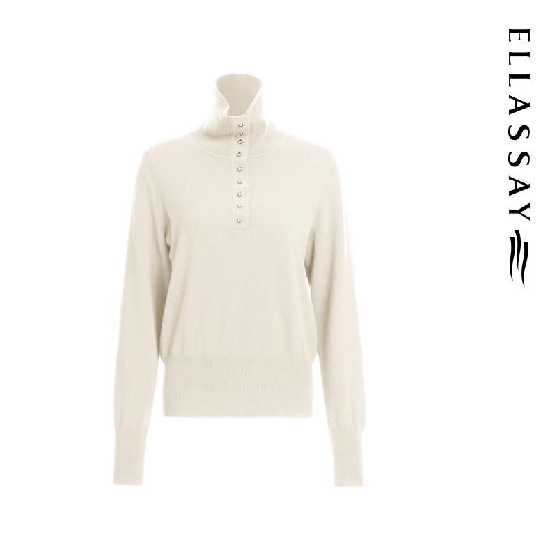ELLASSAY Women's Cashmere High-Neck Pullover Knit Sweater