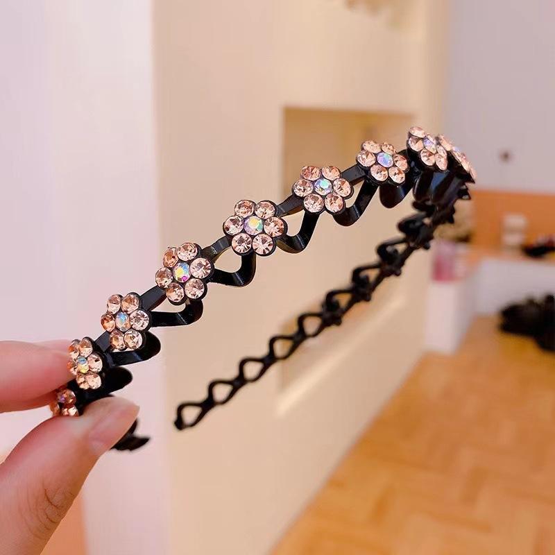 New Fashionable Pearl Headband With Edging For Girls Hair Accessories With Anti Slip Rhinestones And Elastic Flower For Women