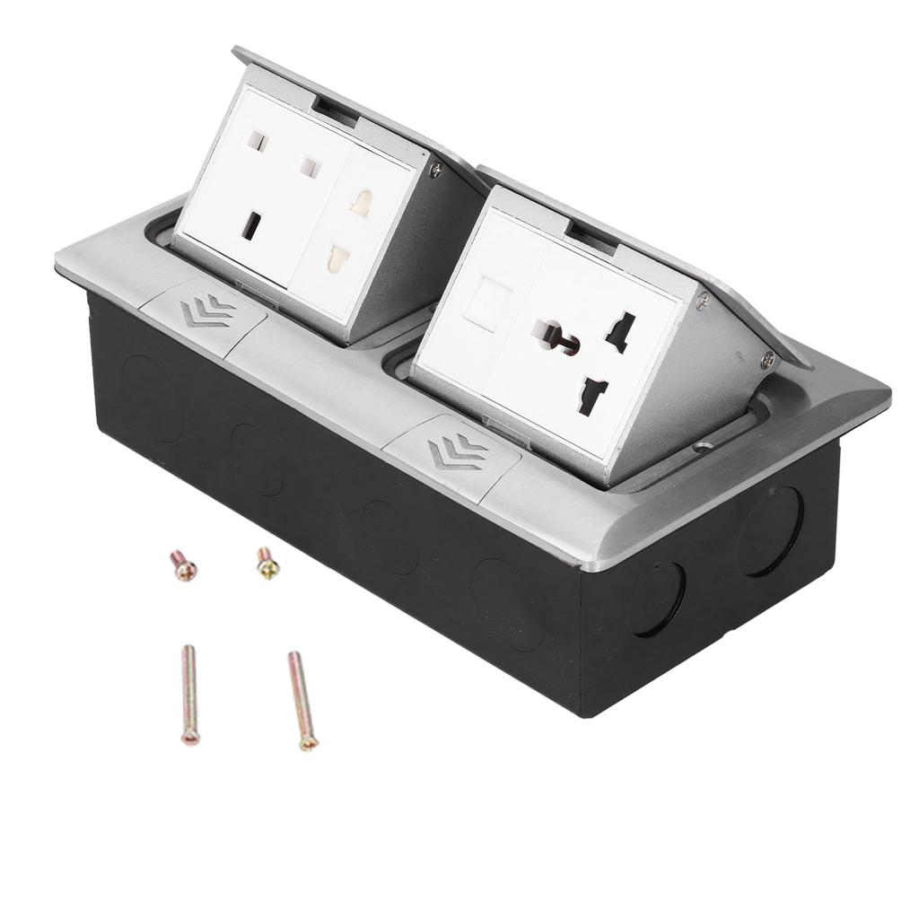 Boden Pop Up Outlet Socket Verborgen Multifunktions Silber Aluminium Legierung UK Standard