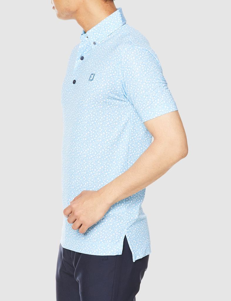 FootJoy Modern Classic Small Flower Print Short Sleeve Button-Down Shirt, True Blue, Men's Medium, 80428-M