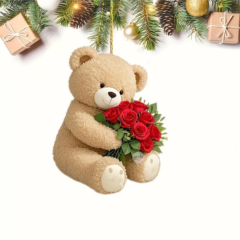 

Акриловый кулон в виде медведя с желтой розой для автомобиля или рюкзака Standard