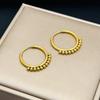 Trendy European & American Stainless Steel Ball Hoop Stud Earrings - Autumn/Winter Collection