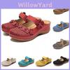 Damen Sommer Offene Zehen Blümchen Strand Gehen Slip-on Sandalen Mit Keilabsatz**