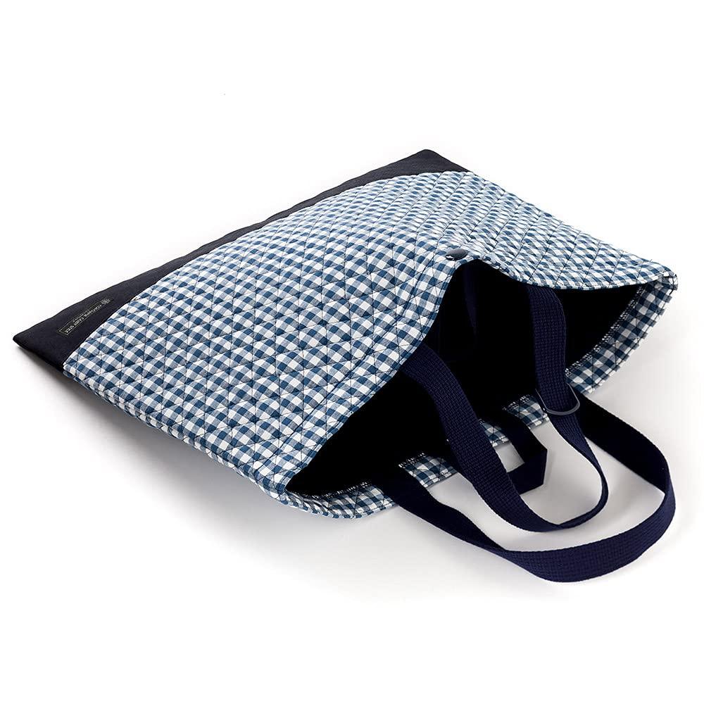 COLORFUL CANDY STYLE Quilted Entrance Set Navy Check x Navy Perfect for Shoe Gym Clothes and Cup Bag for Boys 4-Piece Kindergarten/School (Large