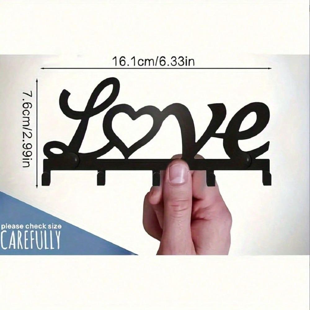 

Modern Gothic Metal Wall Key Holder, 1PC Black Love-Themed Entryway Organizer, Easy Install Halloween Christmas Decor TY34941-0 разноцветный