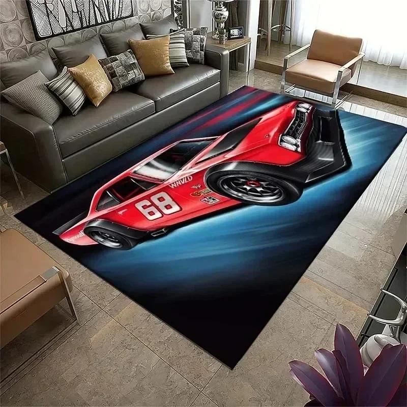 Vintage Sports Car F1 Rug Non Slip Floor Mat for Bedroom, Living Room & Doorway Retro Cool Home Decor Mat