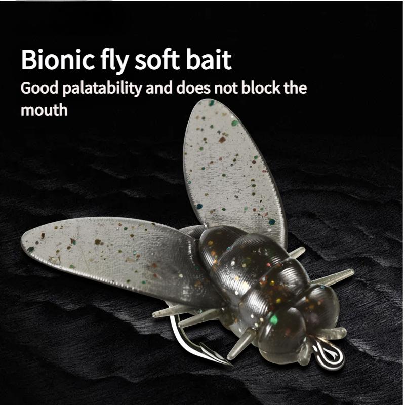 AS Cluster Soft Lure Fly Soft Bait Hook Fly Fishing Flies Hook Bionic Fly String Hook Tied Fishing Lure Trout Bass Tackle Pike
