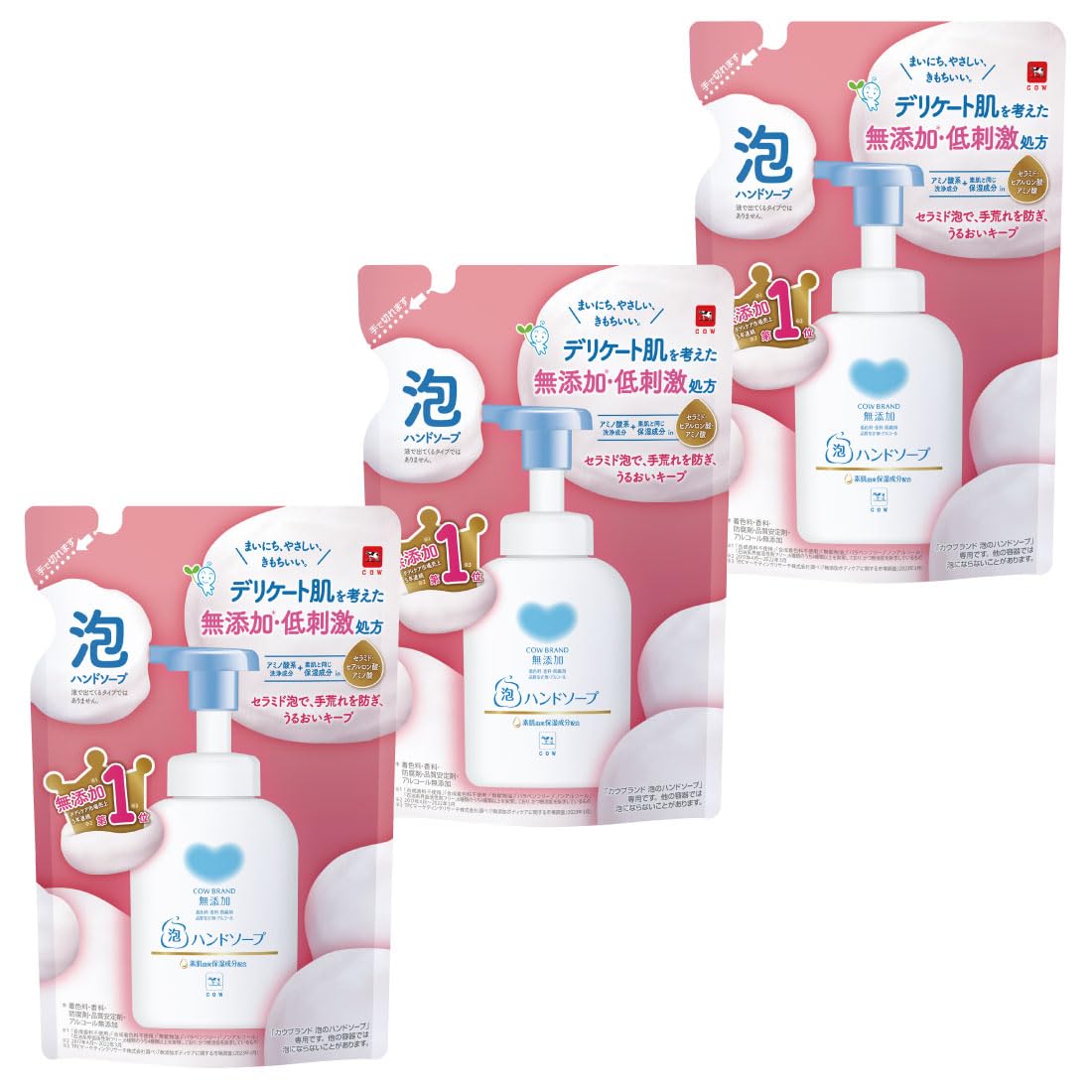 

Cow Brand Foaming Hand Soap 320ml x 3 Additive-Free Refill, (x 3)