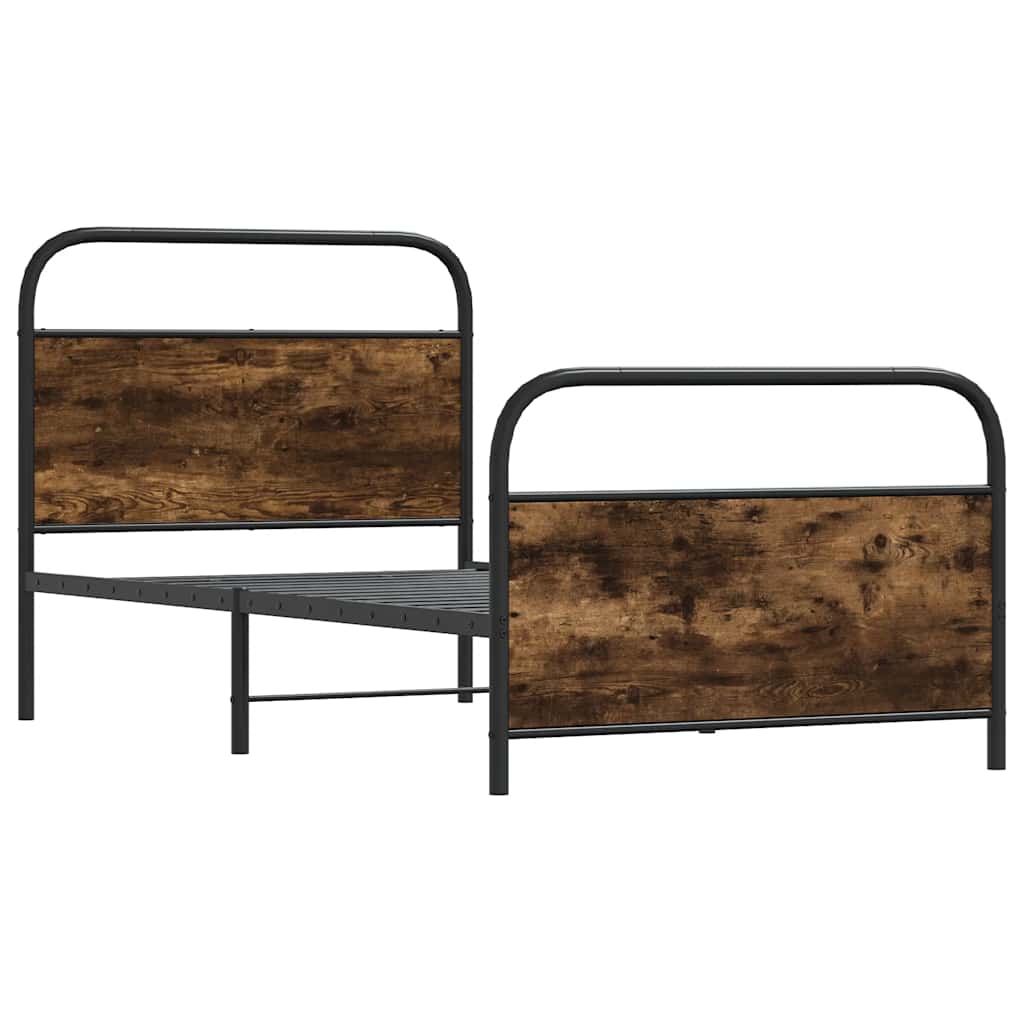 Bed Frame Without Mattress 100x190 Cm Smoked Oak Finish Wood Based Material