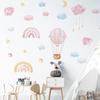 Fanquare Rainbow Hot Air Balloon Wall Decals Pink Clouds Moon Stars Wall Stickers Watercolor Wall Decor for Kids Girls Bedroom Living Room Decor