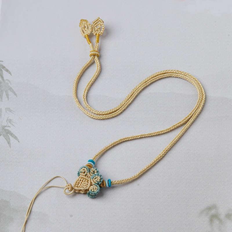 High-Quality Handmade Woven Phoenix Tail Knot Pendant Sweater Chain In A Thousand Miles of Rivers and Mountains Color