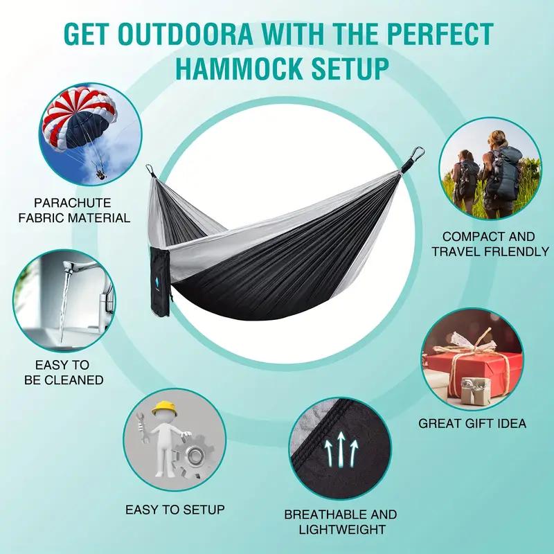 Nylon Color Matching Portable Hammock Ultra Light High Strength Parachute Fabric Outdoor Camping Hammock Tree Straps Carabiners