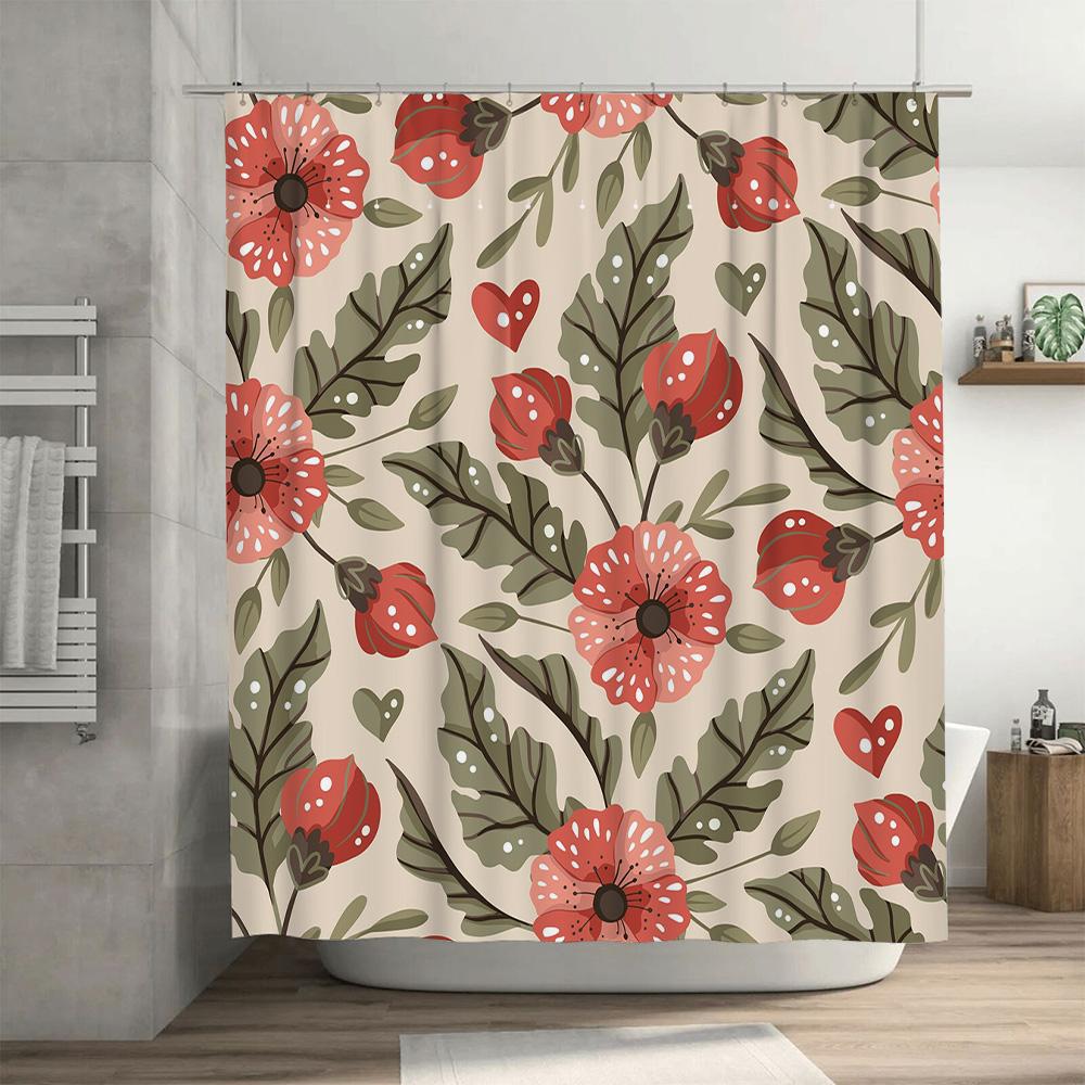 Vintage Floral Shower Curtain Decorative Bathroom Waterproof Fabric 3D Print Home Improvement Decoration