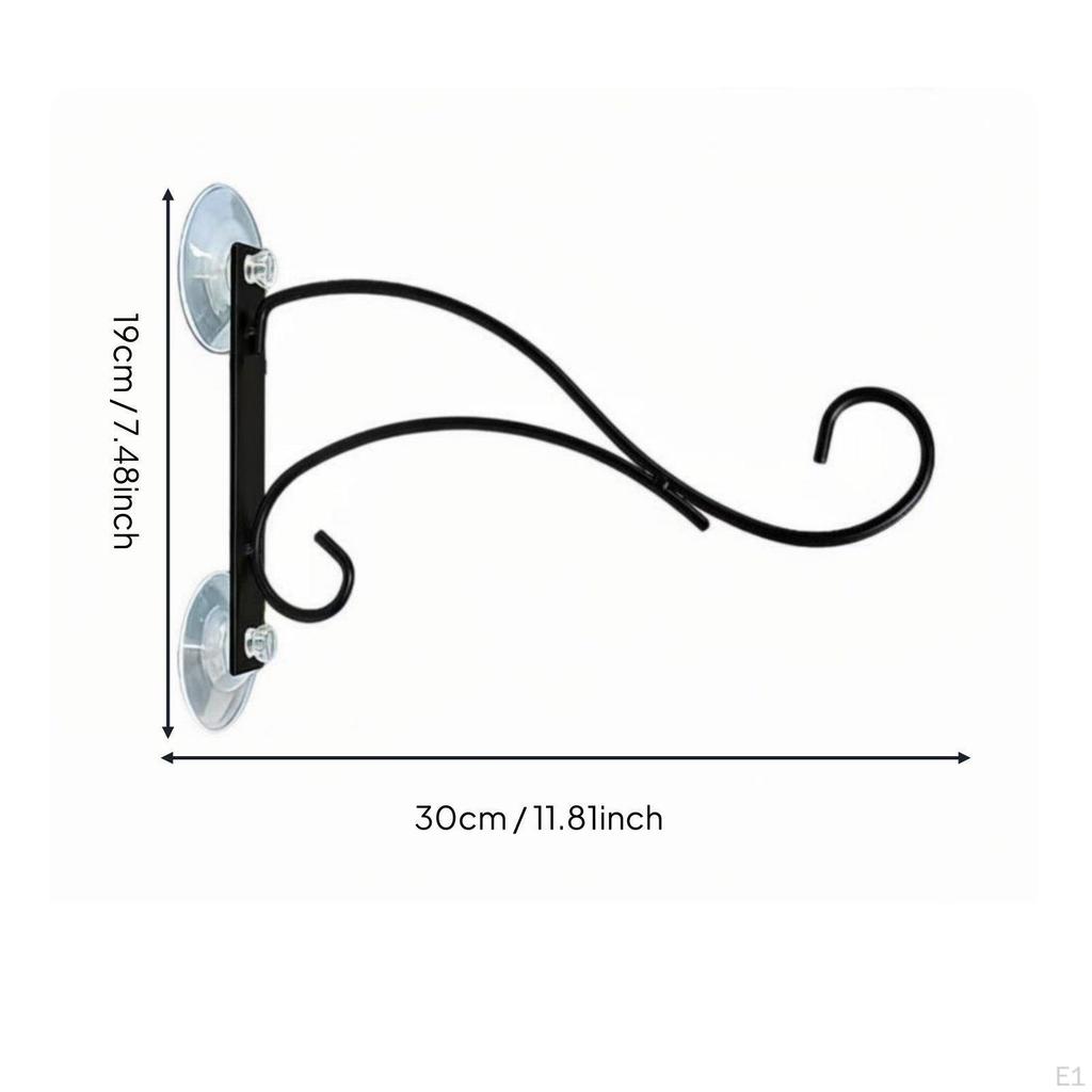 Wrought Metal Avian Feeder Hanger Drill Installation Double Suction Cup Wall Bracket Simple Lines