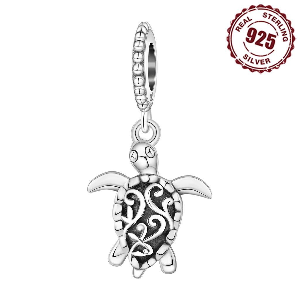 Real Copper Vintage Carved Turtle Pendant Beads Fit Original Bracelet For Women Jewelry Gifts Accessories