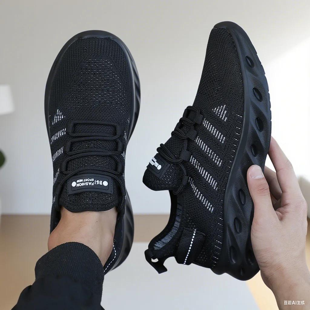 

Men s Thick Soled Sports Shoes for Spring and Summer Women s Breathable and Shock-absorbing Fashiable Running Shoes Bare Foot 36 чёрный