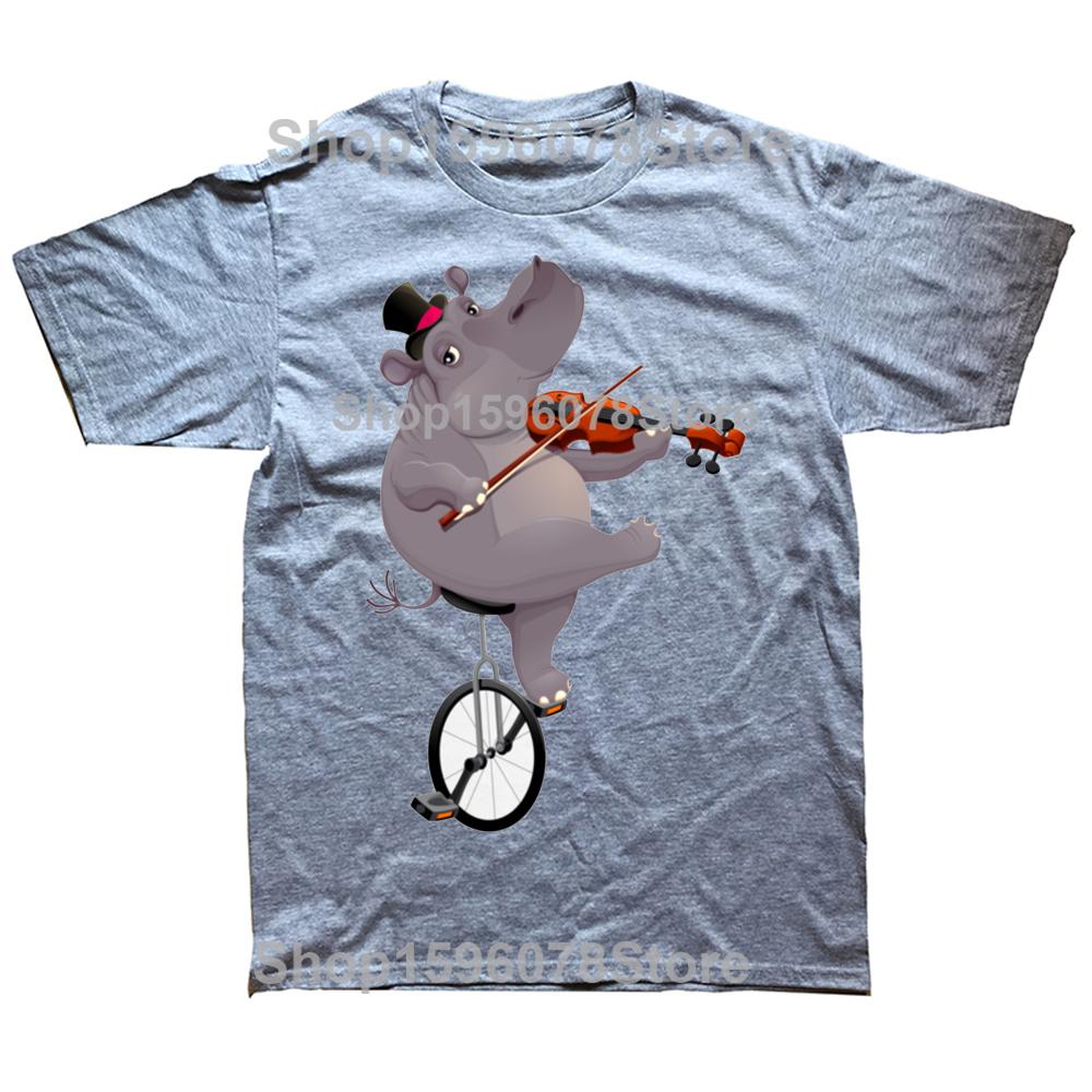 Lustiges Nilpferd auf einem Fahrrad T-Shirts Grafik Baumwolle Streetwear Kurzarm Geburtstagsgeschenke Sommerstil T-Shirt Herrenbekleidung