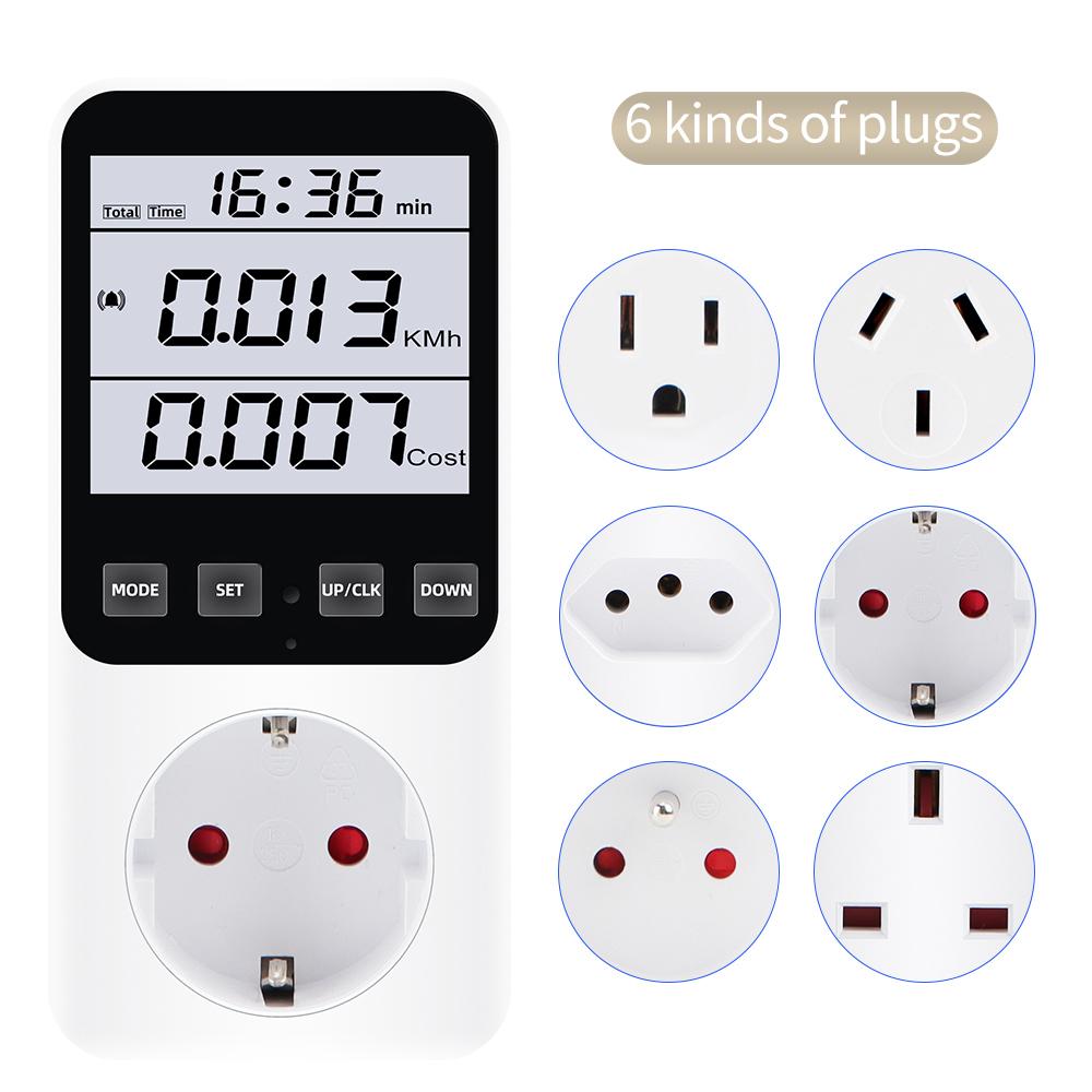 AC 220V Digital Power Wattmeter Electricity Consumption Tester Kwh Energy Meter Wattage Voltage Current Watt Meter EU US FR Plug